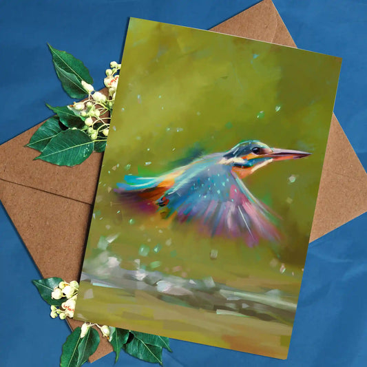 Blue Kingfisher | Handmade Eco Greeting Card | Animal Illustration