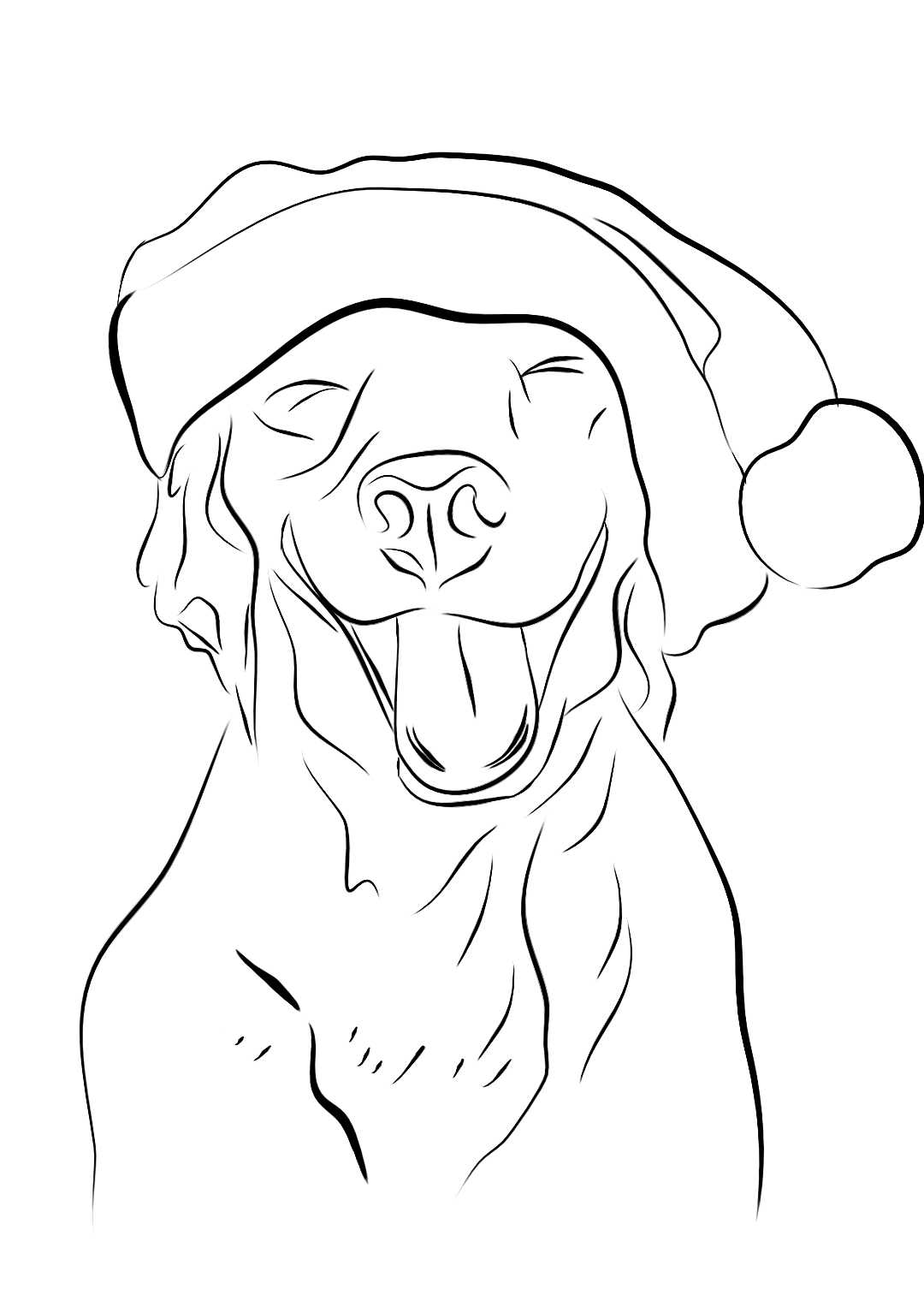 Festive pooch colouring page